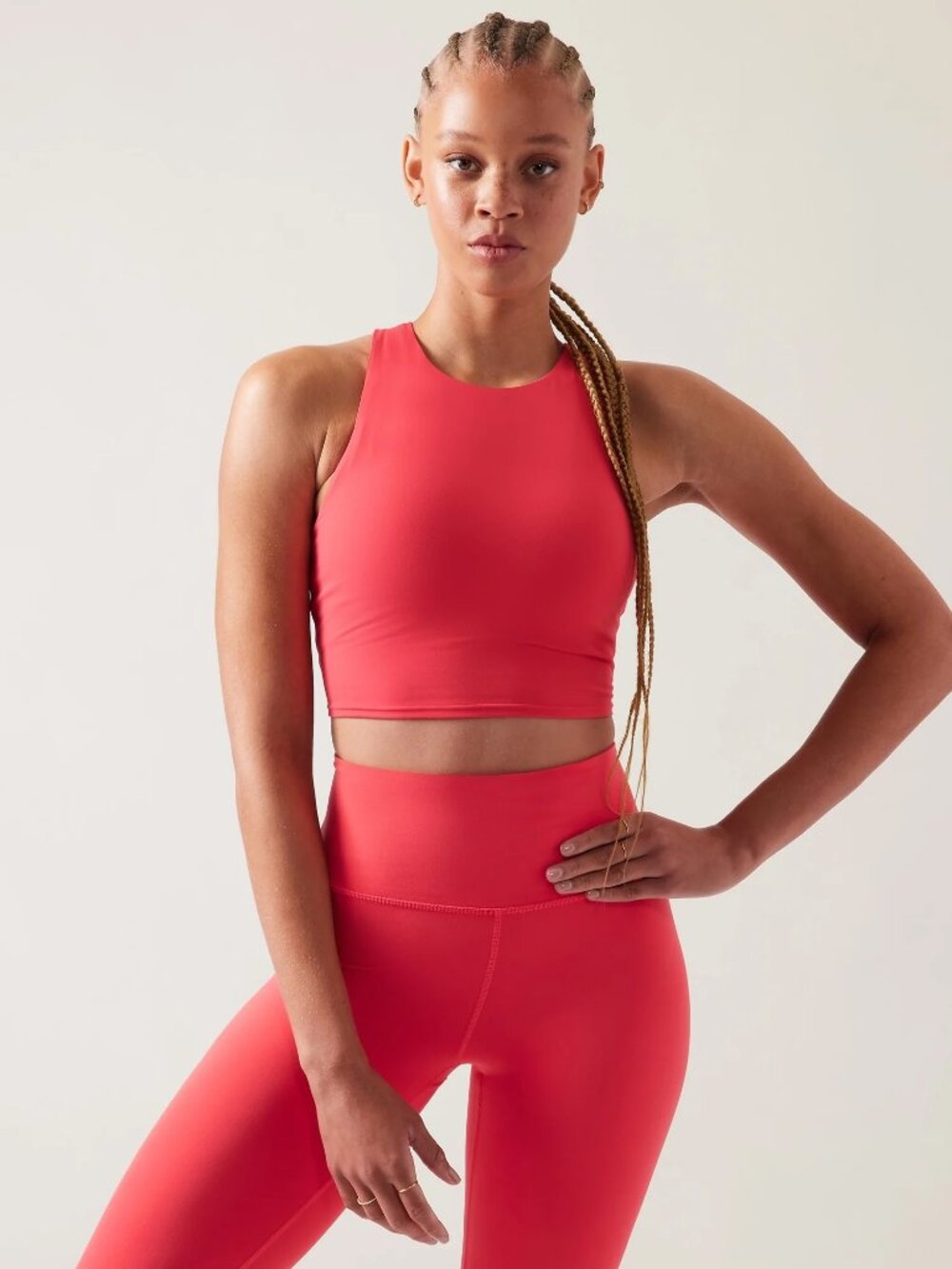 Athleta Conscious Crop Top Bra in Amaryllis Pink - Size Medium